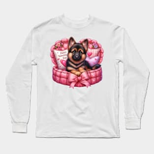 Valentine German Shepherd Dog in Bed Long Sleeve T-Shirt